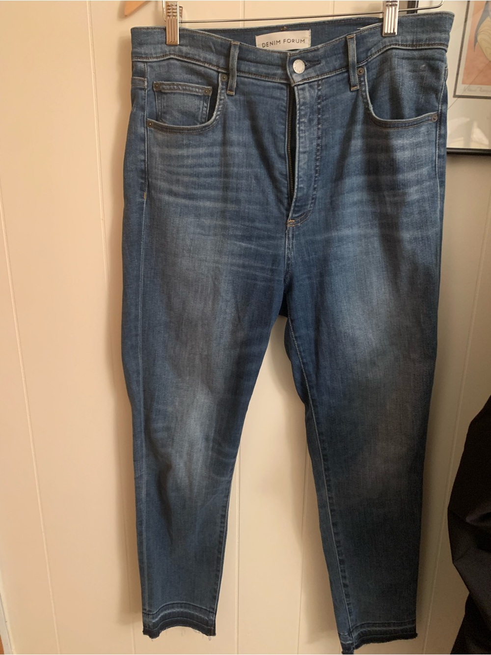 Denim Forum womens Blue Slim hi waist Jeans cropped